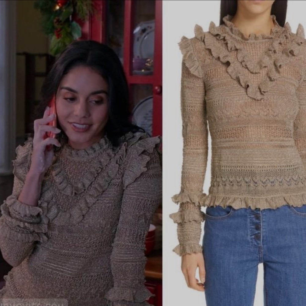 ULLA JOHNSON AUSTEN RUFFLE SWEATER IN GOLD Size M